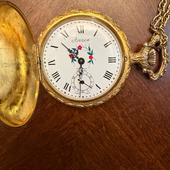Arnex Pocket Watch Vintage Swiss Made 17 Jewels Incabloc 2” Diameter main image 6